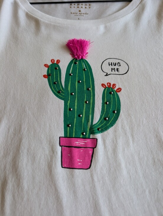 kate spade Tops - Kate Spade White Tee Shirt With Cactus Print Size Large